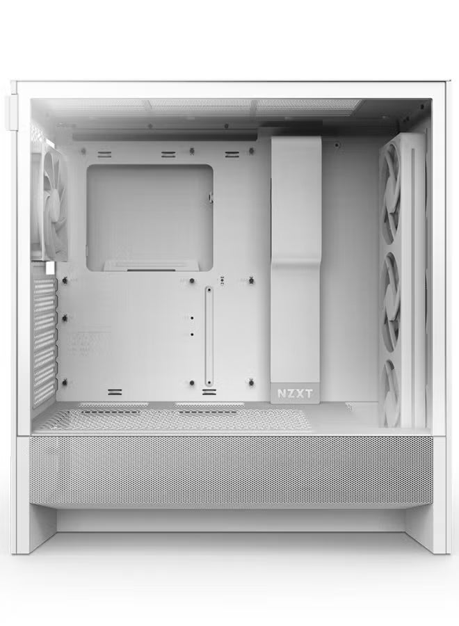 NZXT H5 Flow RGB White Mid-Tower ATX Case, High Airflow Mesh Design, Tempered Glass, 2x 120mm RGB Fans, Up to 360mm Radiator Support, USB 3.2 Type-C & Type-A Ports, Cable Management System, Tool-less Panels, 2.5” & 3.5” Drive Bays, White | CC-H52FW-R1 - Image 2